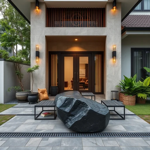 Batu Alam Hitam Untuk Dinding Depan Rumah Tangerang